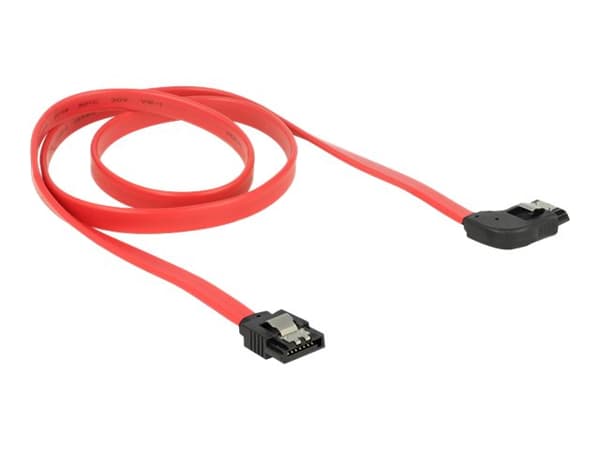 Delock - SATA-kabel - Serial ATA 150/300/600 - SATA (hona) till SATA (hona) - 70 cm - sprintlåsning, högervinklad kontakt - röd