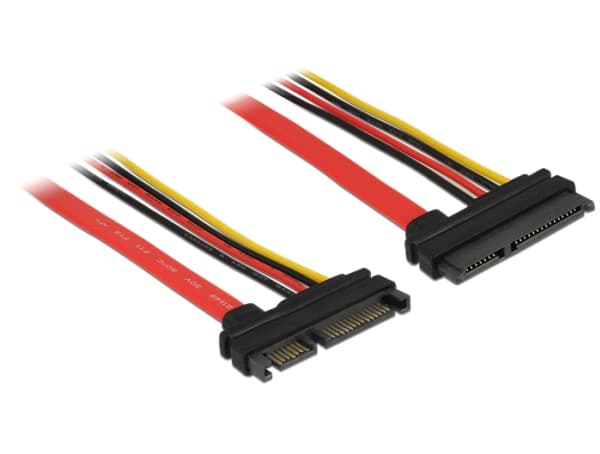 Delock - SATA-forlengelseskabel - Serial ATA 150/300/600 - SATA-kombo (P) til SATA-kombo (R) - 1 m - svart, gul, rød