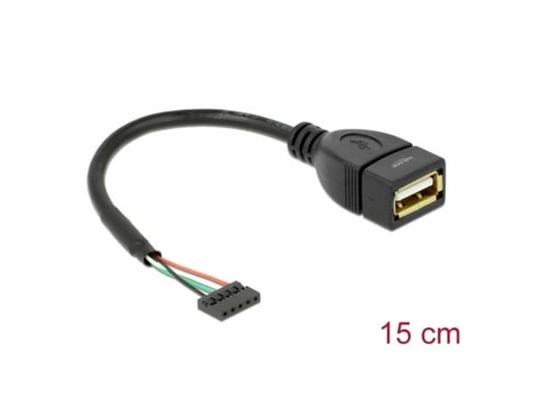 Delock - USB intern till extern adapter - USB (hona) till 5 stifts USB 2.0-rubrik (hona) - 15 cm - svart