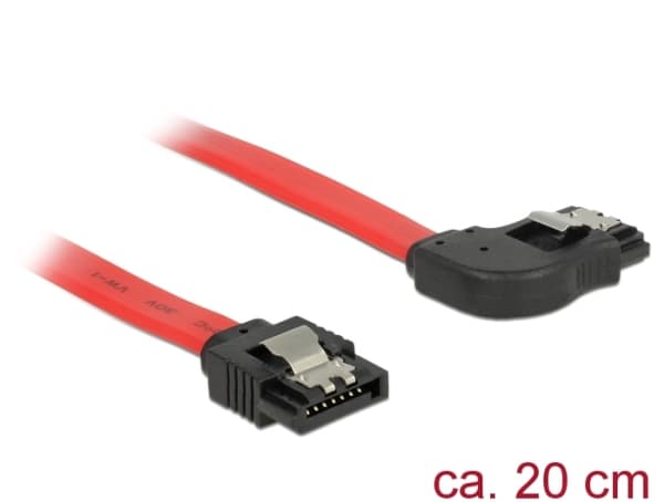 Delock - SATA-kabel - SATA (hann) til SATA (hann) - 20 cm - låst, høyrevinklet kontakt - rød