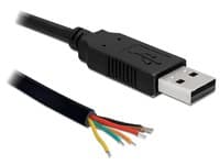 Delock Converter USB 2.0 > Serial-TTL 6 open wires (3.3 V) - Seriell adapter - USB 2.0 - serie - svart