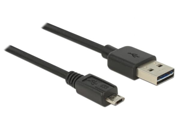 Delock - USB-kabel - USB (hane) till mikro-USB typ B (hane) - USB 2.0 - 3 m - reversibla kontakter - svart