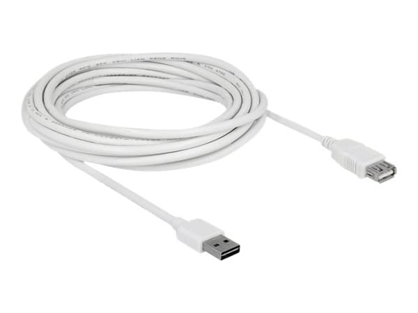 Delock Easy - USB-förlängningskabel - USB (hane) vändbar till USB (hona) - USB 2.0 - 5 m - vit