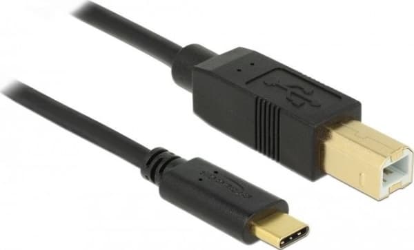 Delock - USB-kabel - 24 pin USB-C (hane) till USB typ B (hane) - USB 2.0 - 3 A - 3 m - svart