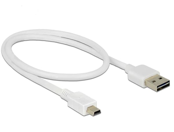 Delock Easy - USB-kabel - USB (hane) vändbar till mini-USB typ B (hane) - USB 2.0 - 50 cm - vit