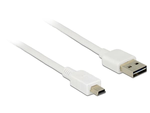 Delock Easy - USB-kabel - USB (hane) vändbar till mini-USB typ B (hane) - USB 2.0 - 50 cm - vit