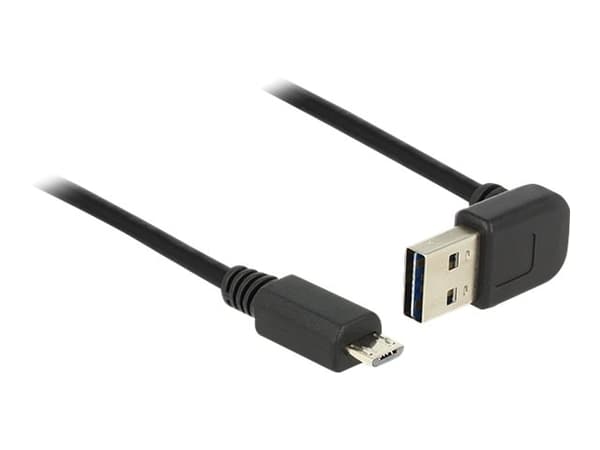Delock Easy - USB-kabel - USB (hane) up/down angled, reversible till mikro-USB typ B (hane) - USB 2.0 - 50 cm - svart