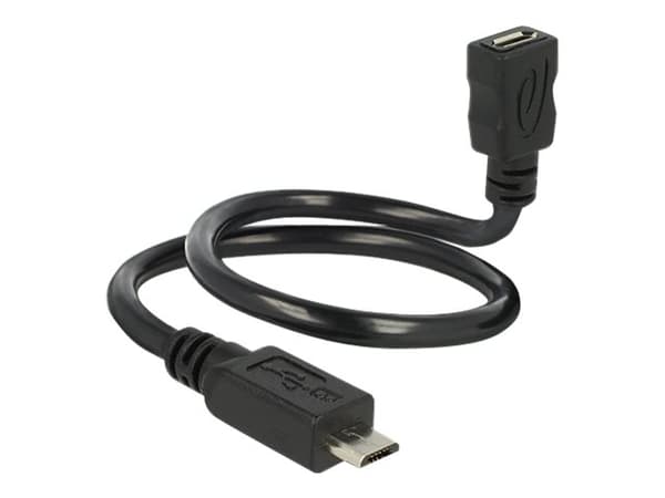 Delock OTG ShapeCable - USB-förlängningskabel - mikro-USB typ B (hona) till mikro-USB typ B (hane) - USB 2.0 OTG - 35 cm - svart