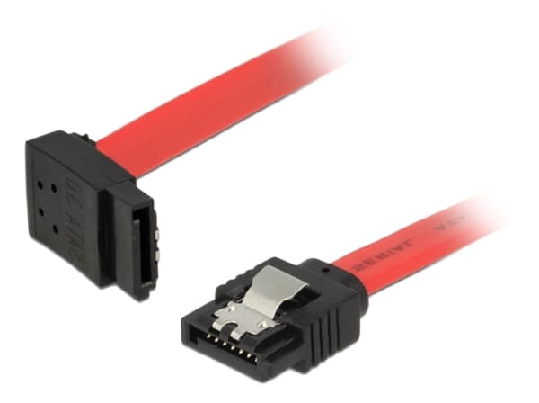 Delock - SATA-kabel - Serial ATA 150/300/600 - SATA (hann) til SATA (hann) - 20 cm - låst, venstrevinklet kontakt - rød