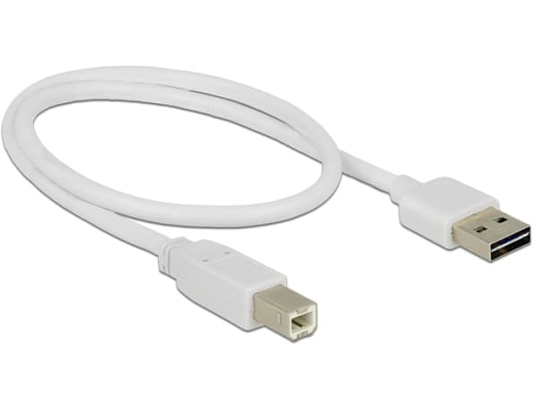Delock Easy - USB-kabel - USB (hann) reversibel til USB-type B (hann) - USB 2.0 - 50 cm - hvit