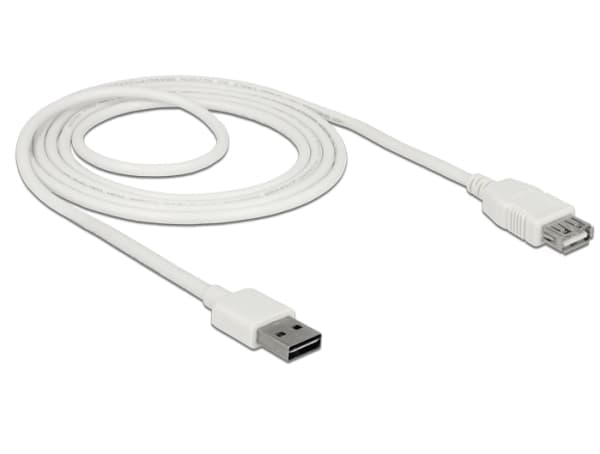 Delock Easy - USB-förlängningskabel - USB (hane) vändbar till USB (hona) - USB 2.0 - 2 m - vit