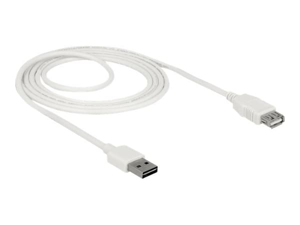 Delock Easy - USB-förlängningskabel - USB (hane) vändbar till USB (hona) - USB 2.0 - 2 m - vit