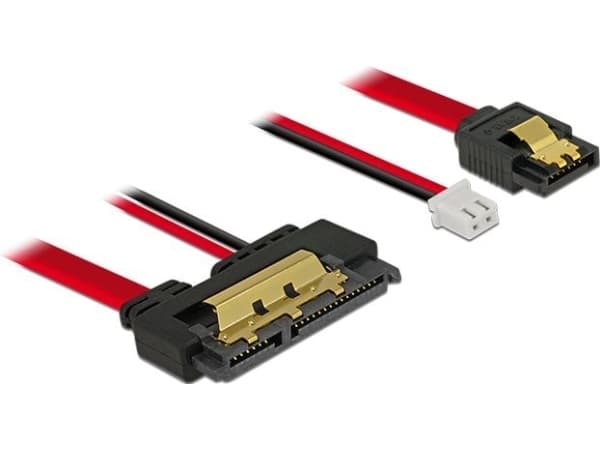 Delock - SATA-kabel - Serial ATA 150/300/600 - SATA, 2-pin intern strøm (R) til SATA-kombo (R) rett - 20 cm