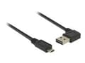 Miniatyrbilde 1 av 4: Delock Easy - USB-kabel - USB (hann) venstre/høyre-vinklet til Micro-USB type B (hann) rett - USB 2.0 - 2 m - reversible kontakter - svart