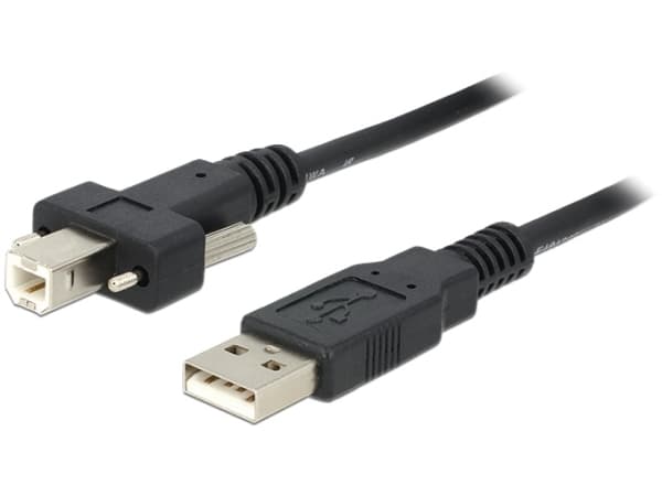 Delock - USB-kabel - USB typ B (hane) till USB (hane) - USB 2.0 - 1 m - tumskruvar - svart