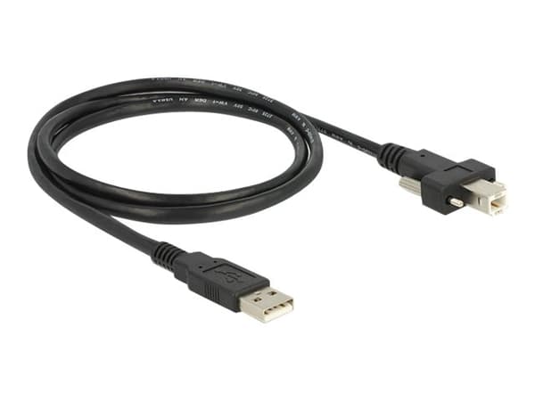 Delock - USB-kabel - USB typ B (hane) till USB (hane) - USB 2.0 - 1 m - tumskruvar - svart