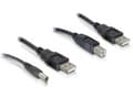 Miniatyrbilde 4 av 4: Delock - Strømkabelsett - USB (hann) til USB-type B, LS-jack 2,1 mm (hann) - 30 cm