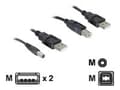 Miniatyrbilde 1 av 4: Delock - Strømkabelsett - USB (hann) til USB-type B, LS-jack 2,1 mm (hann) - 30 cm