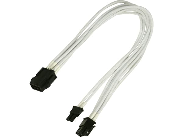 Nanoxia - Strømadapter - 8-pins PCIe-strøm (6+2) (hunn) til 6-pins PCIe-strøm (hann) - 30 cm - låst - hvit
