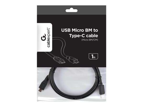 Cablexpert - USB-kabel - 24 pin USB-C (hane) till mikro-USB typ B (hane) - USB 2.0 - 1 m - formpressad, reversibel C-kontakt - svart