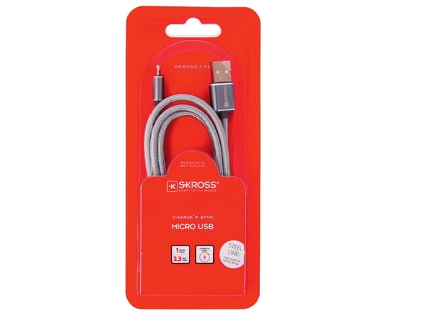 Skross USB-kabel USB 2.0 USB-A-hanstik, USB-micro-B-hanstik 1.00 m Sølv 2700240