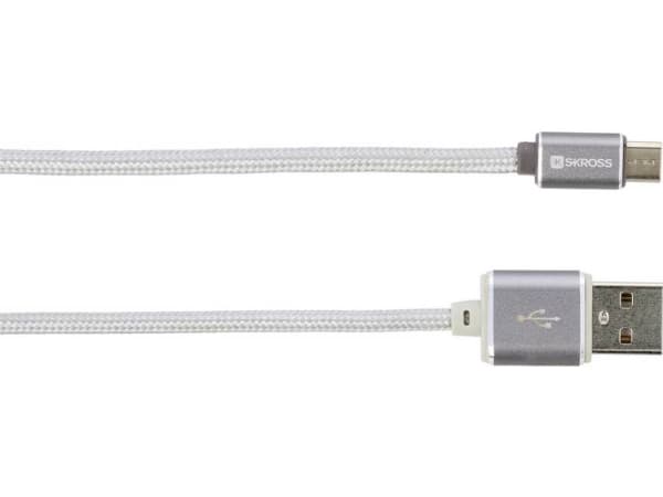 Skross USB-kabel USB 2.0 USB-A-hanstik, USB-micro-B-hanstik 1.00 m Sølv 2700240
