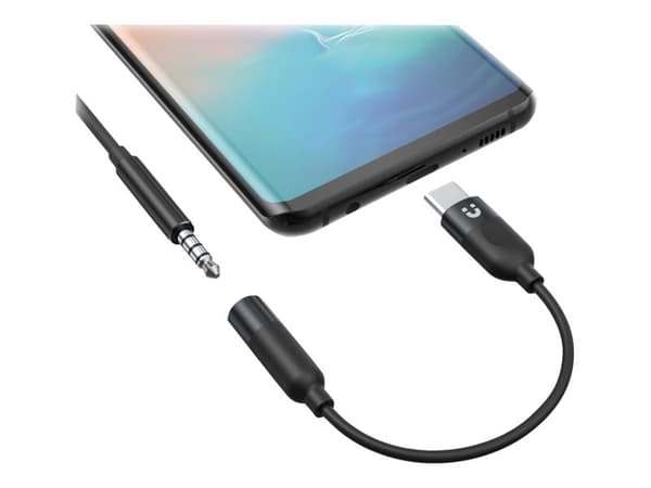 Unitek M1204A - USB-C til hovedtelefon jackstikadapter - 24 pins USB-C han til ministikk hun - 11 cm - sort