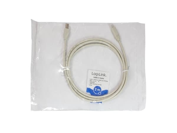 LogiLink CU0161, 2 m, USB C, USB B, USB 2.0, 0,48 Gbit/s, Grå