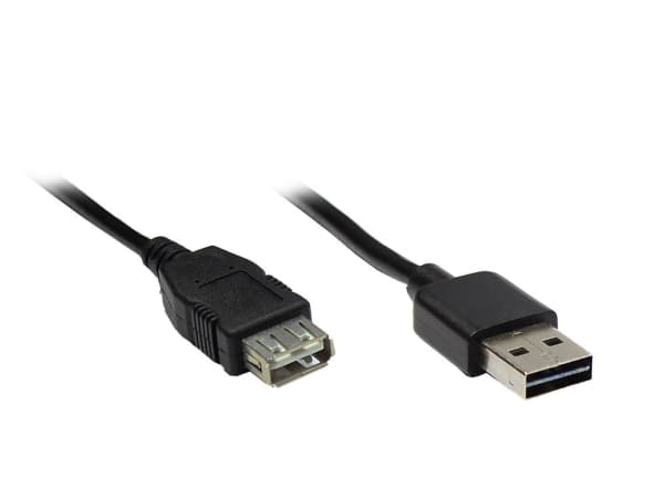 Alcasa USB A - USB A 3m M/M, 3 m, USB A, USB A, USB 2.0, Hane/Hona, Svart