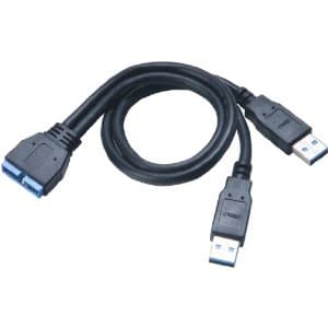 Akasa AK-CBUB12-30BK - USB intern till extern adapter - 19-stifts USB 3.0-kontakt (hona) till USB typ A (hane) - 30 cm - svart