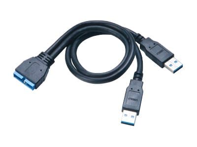 Akasa AK-CBUB12-30BK - USB intern till extern adapter - 19-stifts USB 3.0-kontakt (hona) till USB typ A (hane) - 30 cm - svart