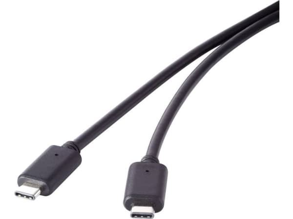 Renkforce RF-4381068, 0,5 m, USB C, USB C, USB 3.2 Gen 2 (3.1 Gen 2), 10 Gbit/s, Svart
