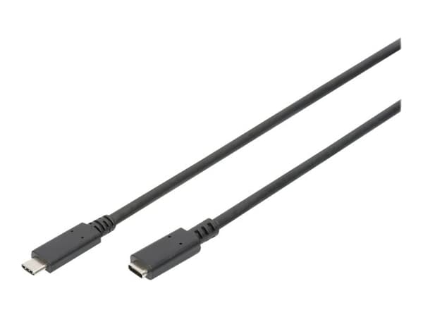 Digitus AK-300210-015-S, 1.5 m, USB C to USB C, extendercable, Black