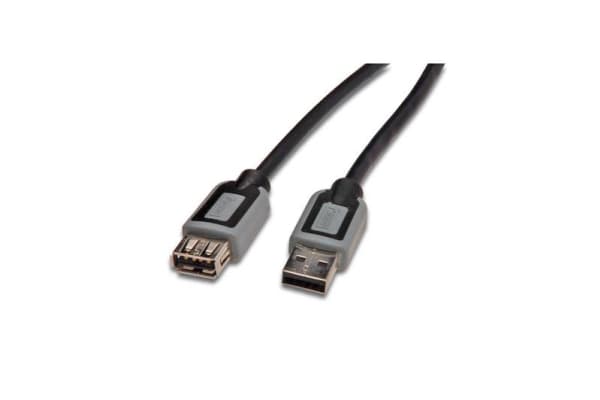 Digitus DK-300207-018-D, 1,8 m, USB A, USB A, 2.0, Hanstik/Hunstik, Sort