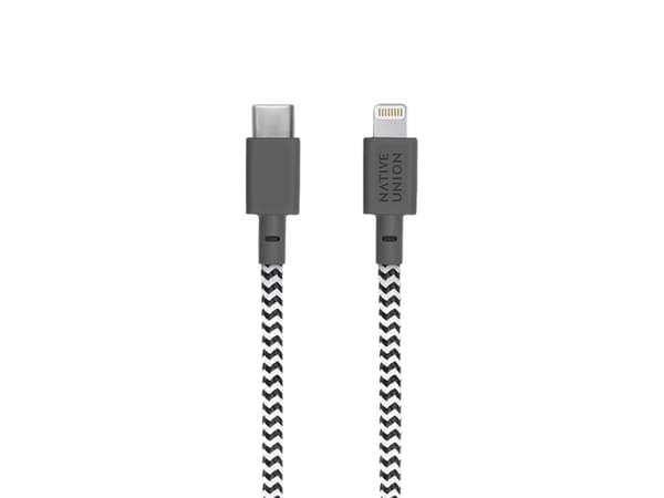 Native Union BELT-KV-CL-ZEB-2, 1,2 m, Lightning, USB C, Hankoppling, Hankoppling, Svart, Vit