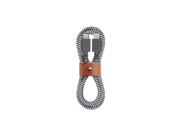 Native Union BELT-KV-CL-ZEB-2, 1,2 m, Lightning, USB C, Hankoppling, Hankoppling, Svart, Vit
