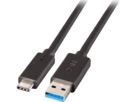 EFB Elektronik K5282-3ASW.1, 1 m, USB A, USB C, USB 3.2 Gen 1 (3.1 Gen 1), 5 Gbit/s, Svart