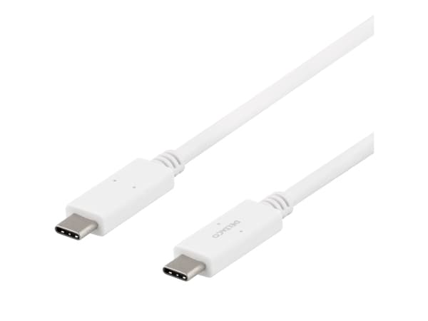 DELTACO USBC-1502 - USB-kabel - 24-polig USB-C (hane) till 24-polig USB-C (hane) - 1 m - vit