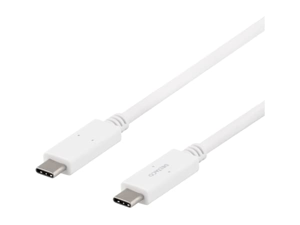 DELTACO USBC-1502 - USB-kabel - 24-polig USB-C (hane) till 24-polig USB-C (hane) - 1 m - vit