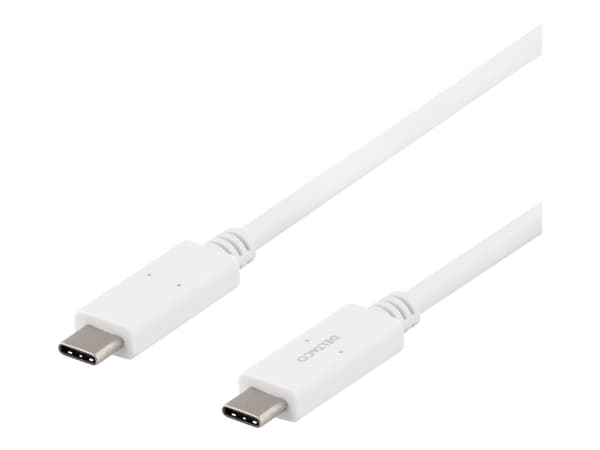 DELTACO USBC-1502 - USB-kabel - 24-polig USB-C (hane) till 24-polig USB-C (hane) - 1 m - vit