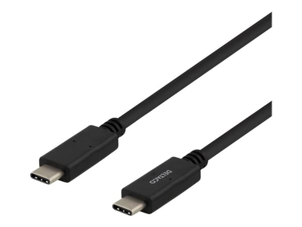 DELTACO USBC-2002 - USB-kaapeli - USB-C (uros) - USB-C (uros) - USB 2.0 - 3 A - 2 m - musta
