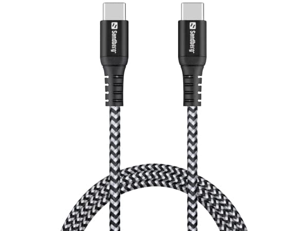 Sandberg Survivor USB-C- USB-C Cable 1M, 1 m, USB C, USB C, USB 2.0, Musta, Harmaa