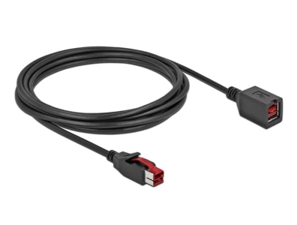 Delock - PoweredUSB extension cable - USB PlusPower (24 V) (hann) til USB PlusPower (24 V) (hunn) - 24 V - 3 m - svart