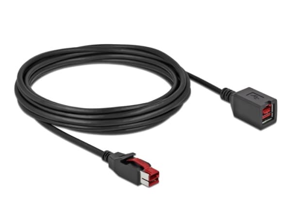 Delock - PoweredUSB extension cable - USB PlusPower (24 V) (hann) til USB PlusPower (24 V) (hunn) - 24 V - 5 m - svart