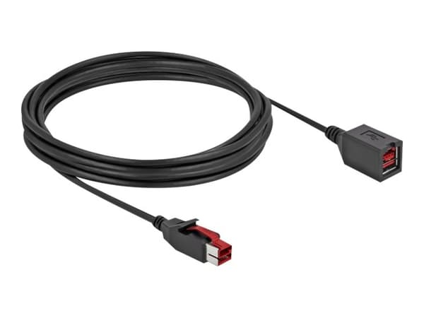 Delock - PoweredUSB extension cable - USB PlusPower (24 V) (hann) til USB PlusPower (24 V) (hunn) - 24 V - 4 m - svart
