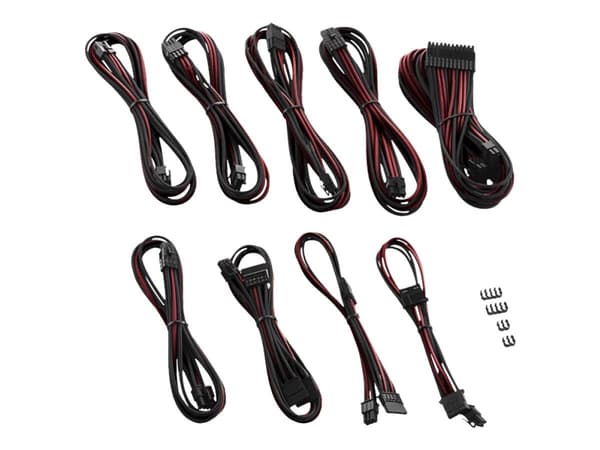 CableMod PRO ModMesh RT-Series Cable Kit - Strømkabelsett - svart, blodrød