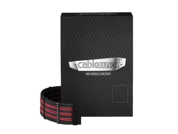 CableMod PRO ModMesh RT-Series Cable Kit - Strømkabelsett - svart, blodrød