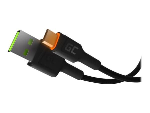Green Cell GC Ray - USB-kabel - USB (hane) till mikro-USB typ B (hane) orange LED backlight - 2 m - svart