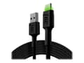 Miniatyrbilde 1 av 5: Green Cell Cell Ray - USB-kabel - 24 pin USB-C (hann) grønn LED-belysning til USB (hann) - 2 m - svart