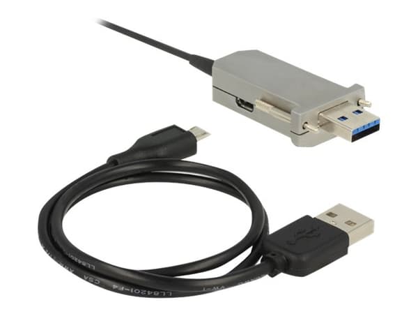 DeLOCK 20m USB3.0-A + USB Micro-B/USB3.0-A, 20 m, USB A, USB A/Micro-USB B, USB 3.2 Gen 1 (3.1 Gen 1), Uros/naaras, Musta, Hopea